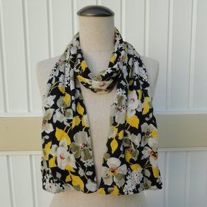 Vera Bradley Yellow Dogwood Floral Knit Scarf